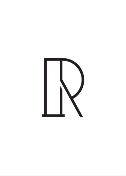 Calligraphy big letter r white poster