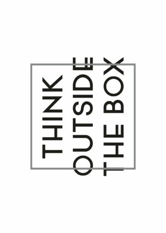 Thinking outside the box text poster (Horizontal)