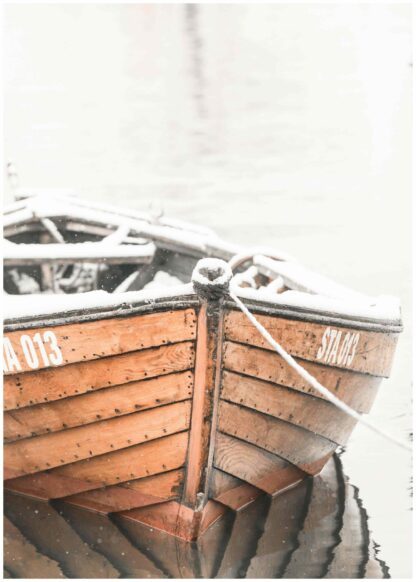 boat tied to docks poster