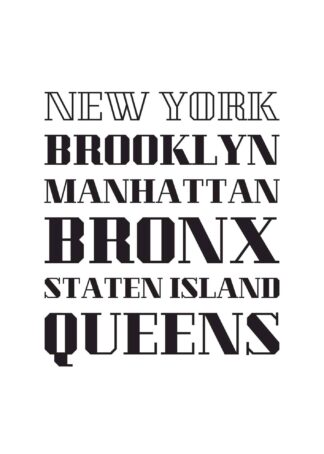 New York’s five counties text poster