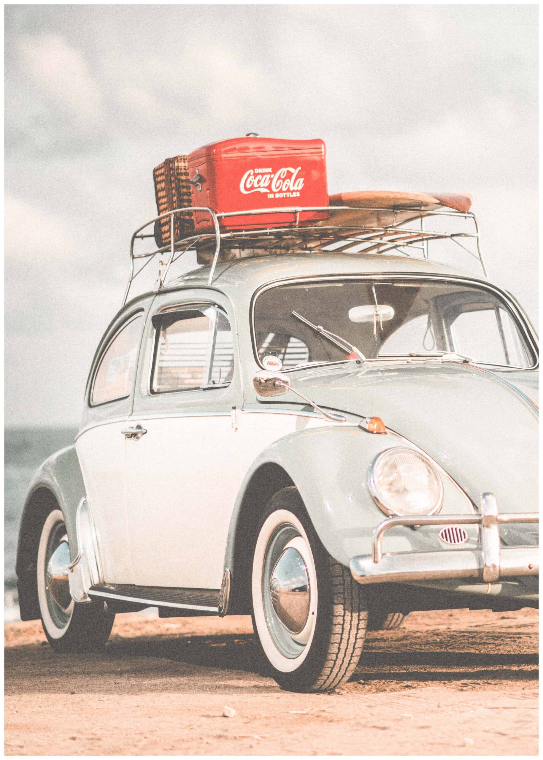 coca cola vintage car poster