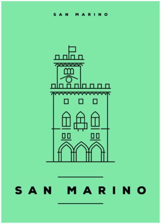 san marino illustration on green background poster