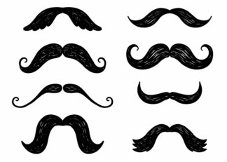 Eight best cartoon mustaches icon drawing poster