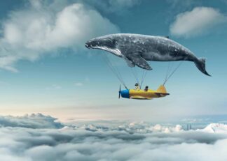 A flying dream with whale poster