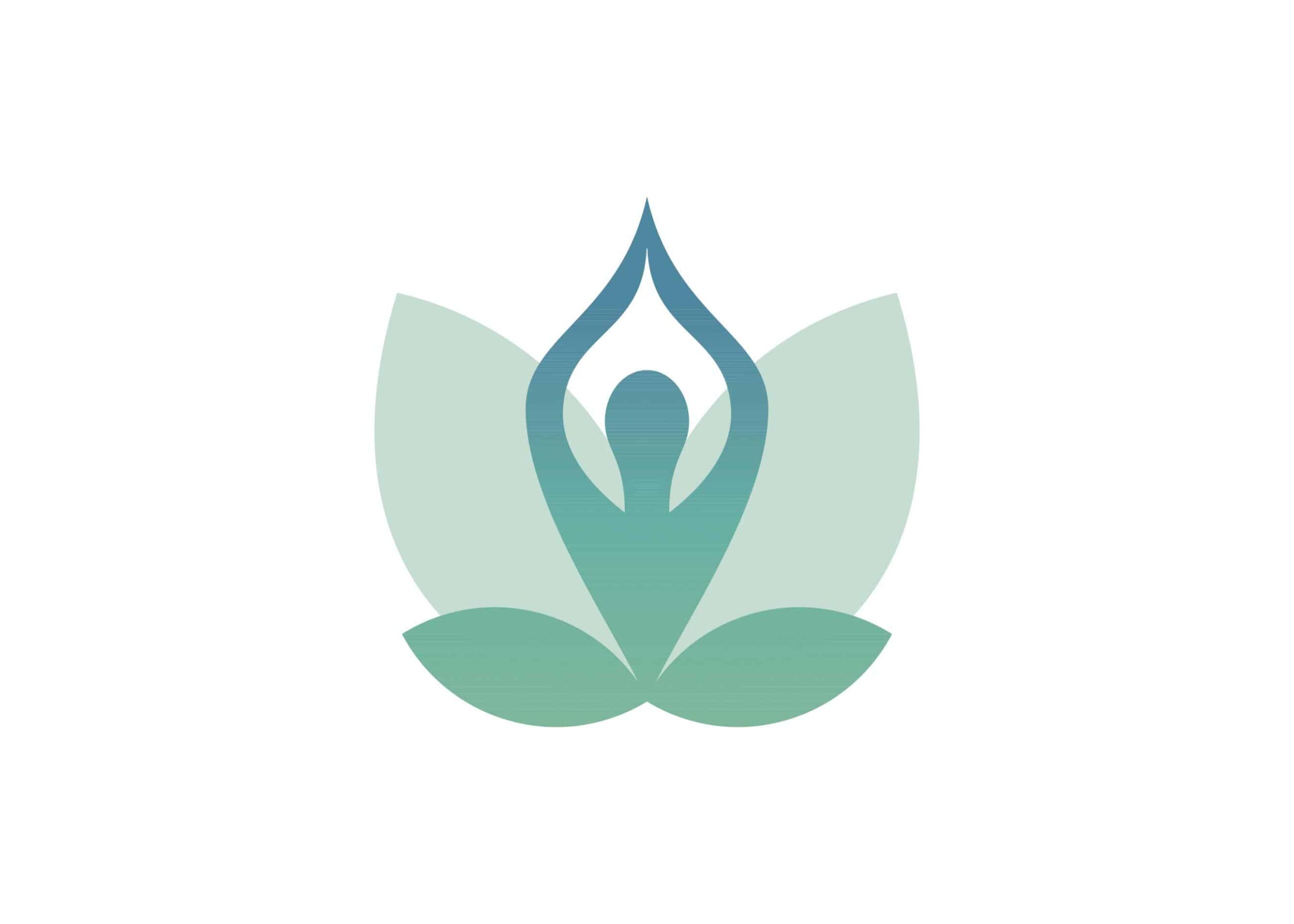 Yoga lotus pose blue icon on white background poster