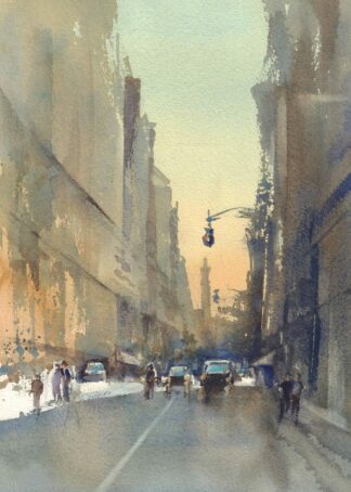 New York street watercolor poster