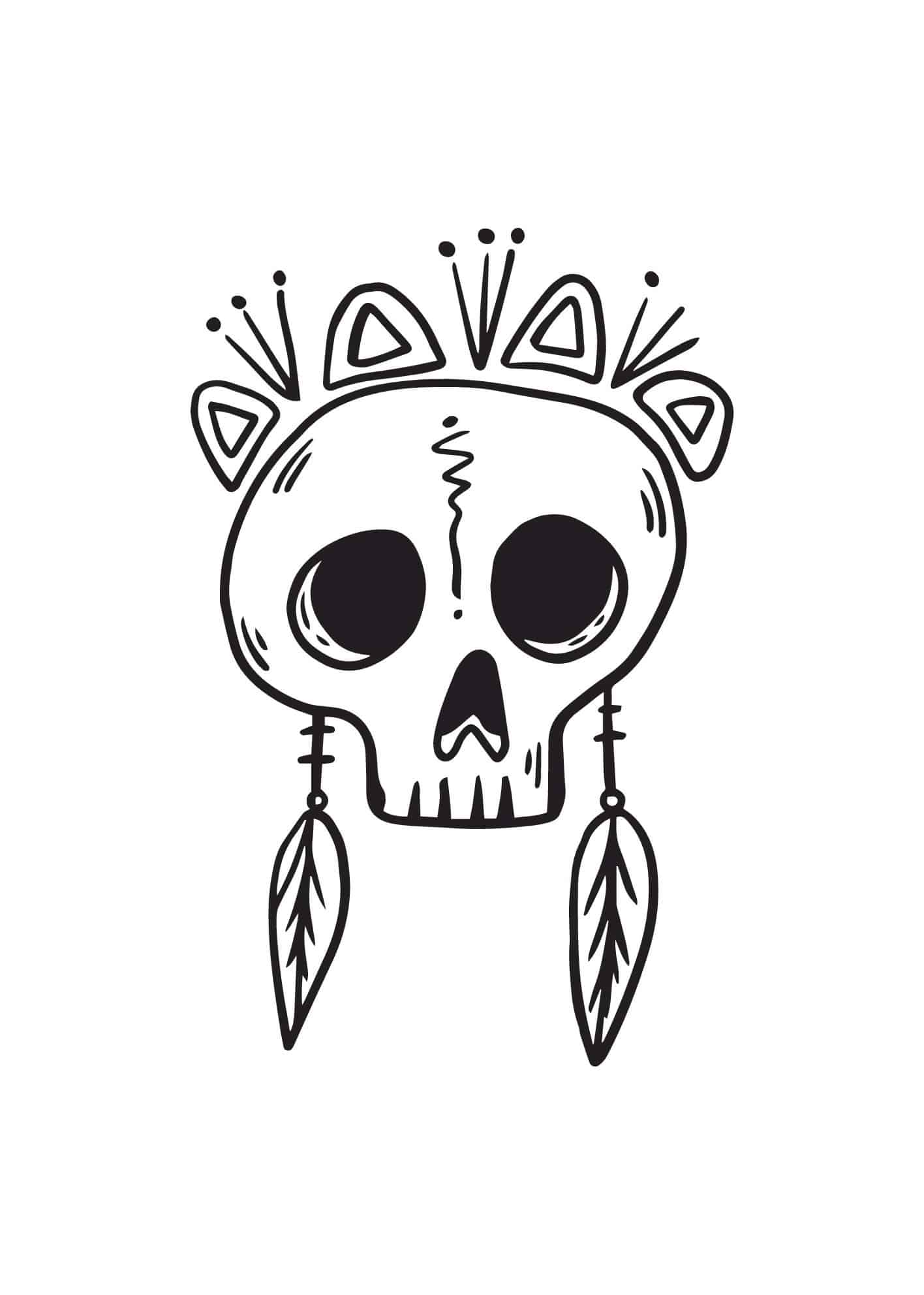 Boho Skull illustration poster