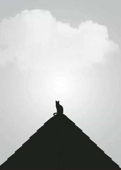 Cat on roof vector poster