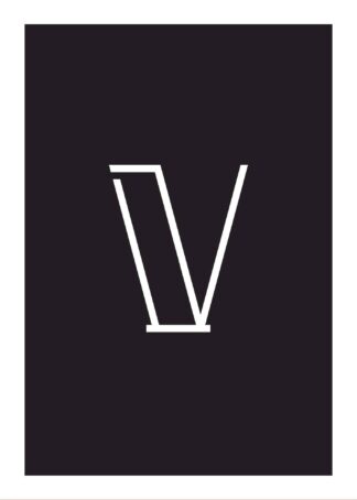 Calligraphy big letter v black poster