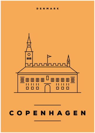 copenhagen illustration on yellow background poster