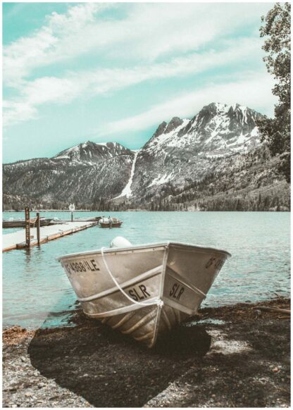 boat on beach poster