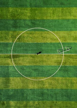 Soccer field with goal poster