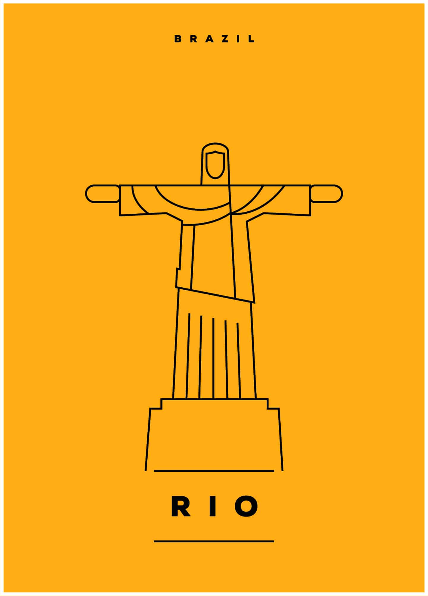 rio illustration on yellow background poster